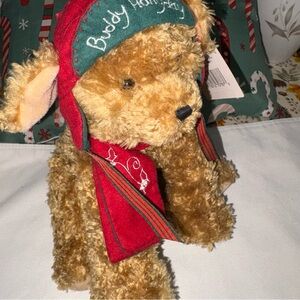 Hallmark Brown Plush Dog with Red Hat and Scarf